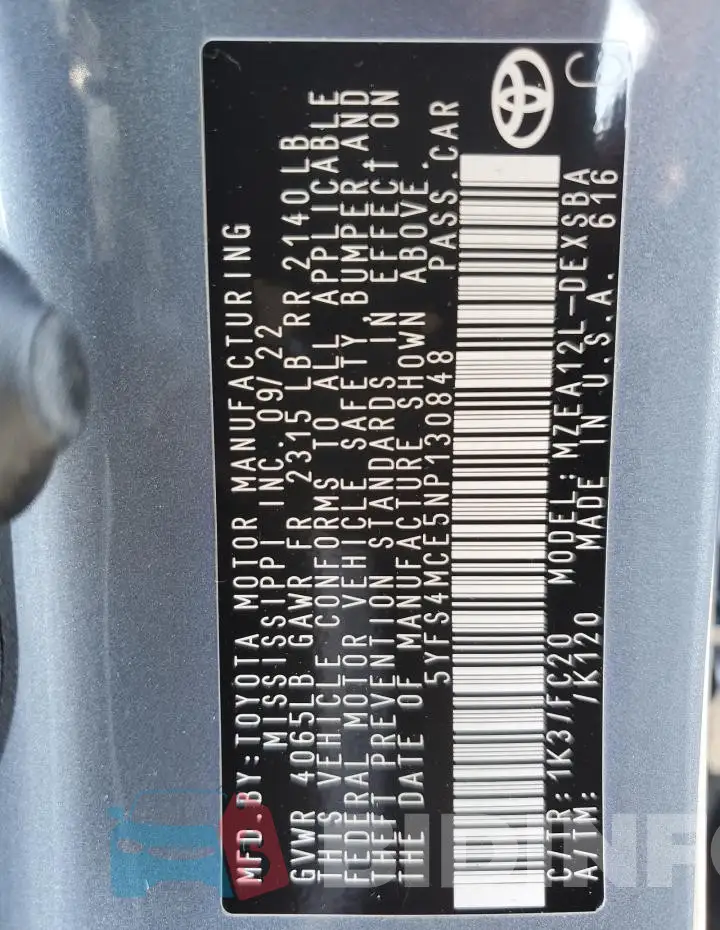 5YFS4MCE5NP130848 Photo# 13