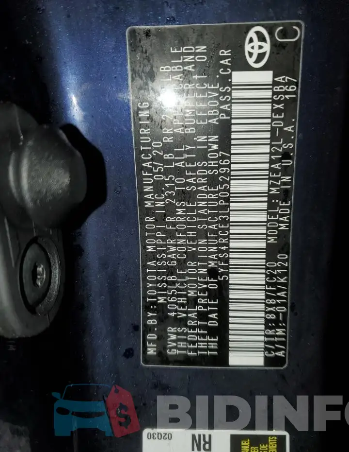 5YFS4RCE3LP052967 Photo# 12