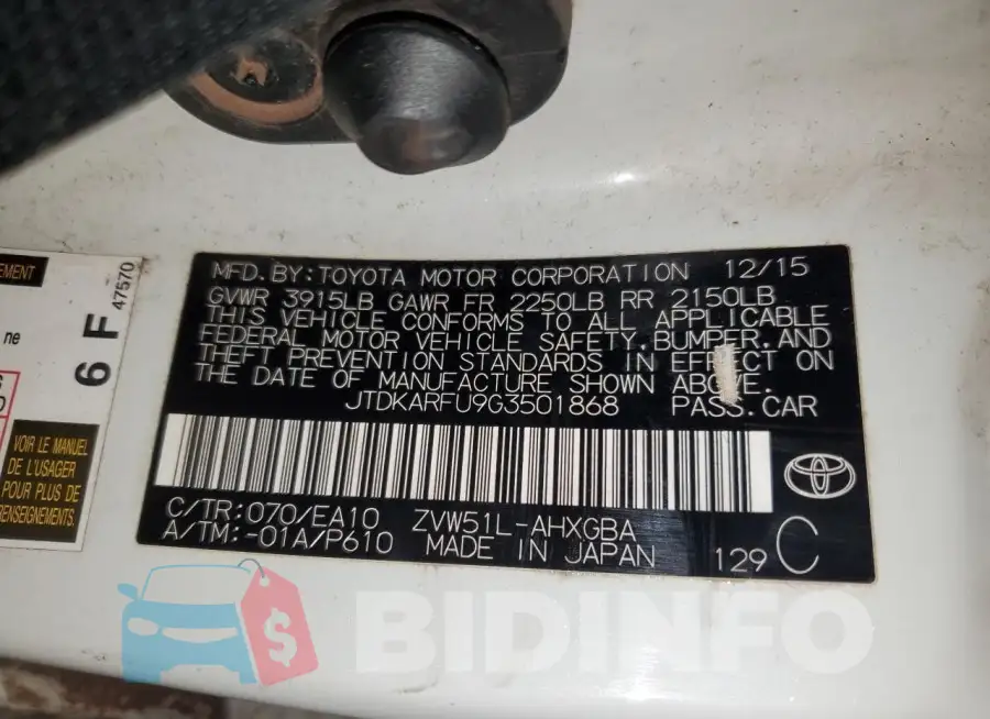 JTDKARFU9G3501868 Photo# 12