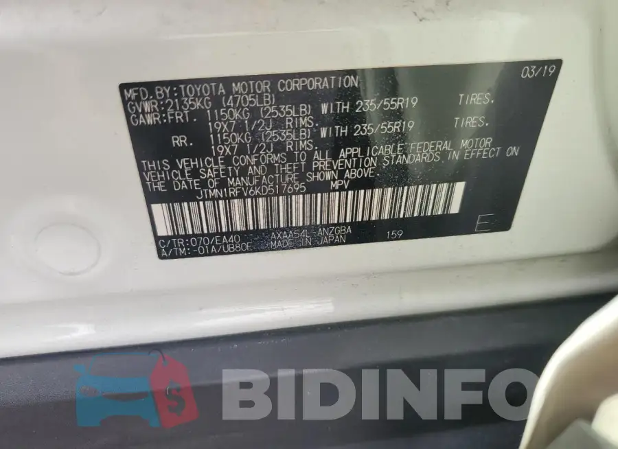 JTMN1RFV6KD517695 Photo# 13