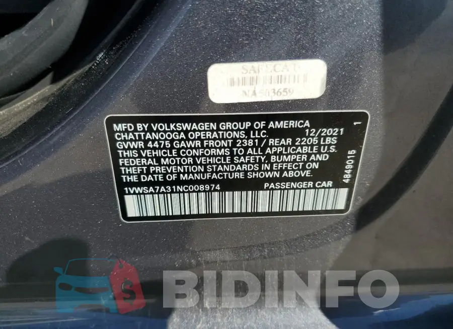 1VWSA7A31NC008974 Photo# 12