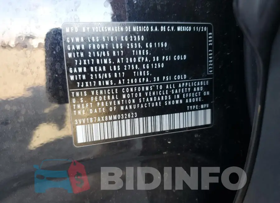 3VV1B7AX8MM032623 Photo# 13