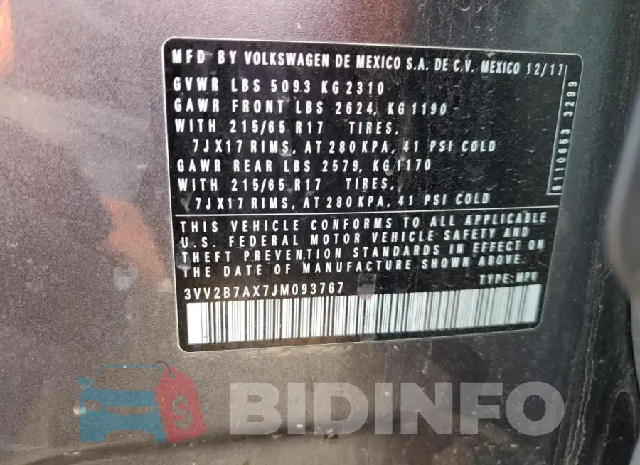 3VV2B7AX7JM093767 Photo# 14