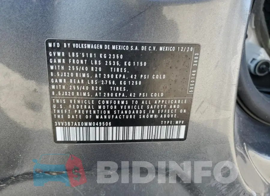 3VV3B7AX0MM049506 Photo# 14