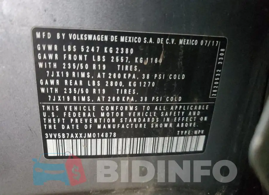 3VV5B7AXXJM014878 Photo# 14
