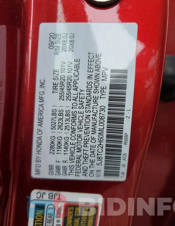 5J8TC2H60ML008730 Photo# 13