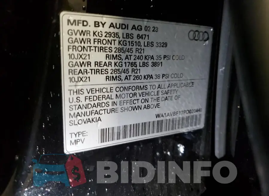 WA1AVBF17PD020440 Photo# 14