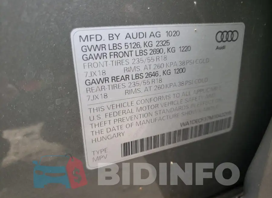 WA1DECF37M1043265 Photo# 14