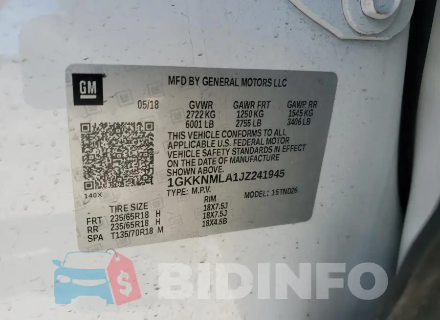 1GKKNMLA1JZ241945 Photo# 13