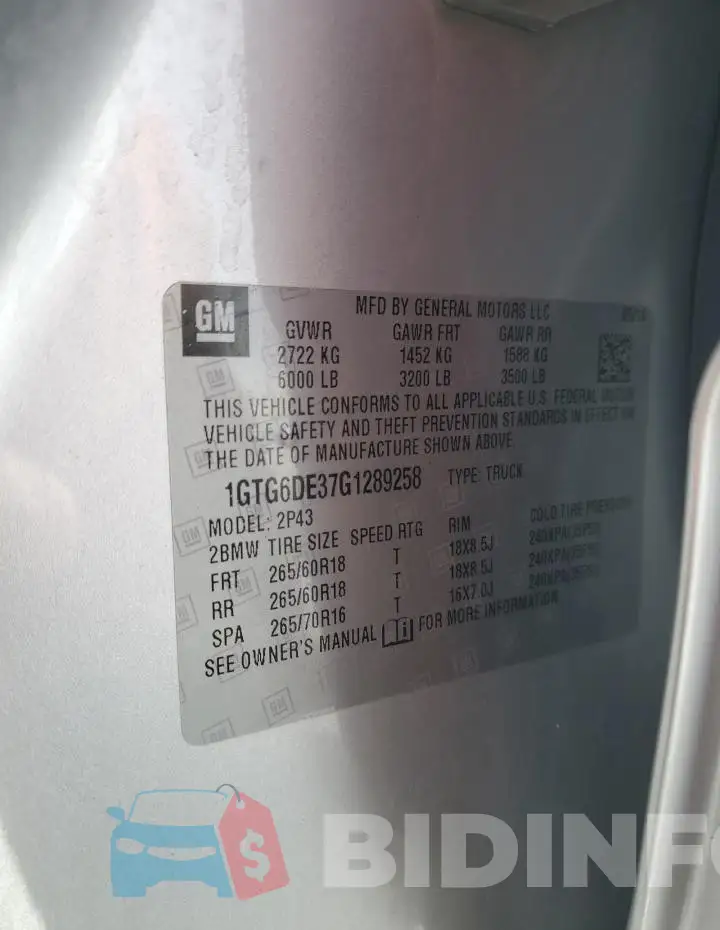 1GTG6DE37G1289258 Photo# 13