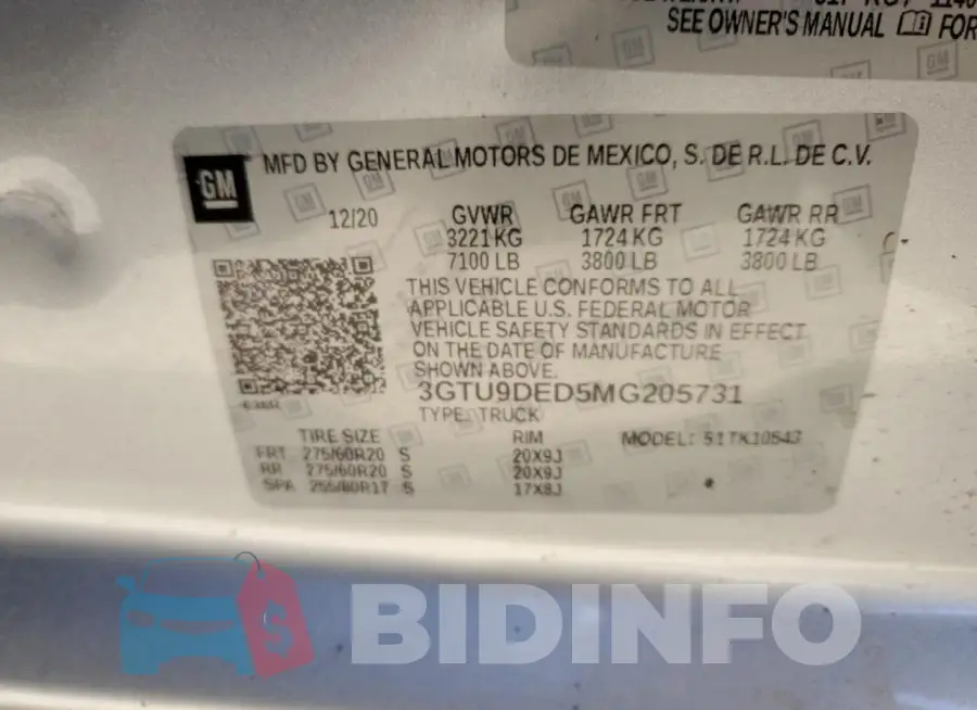 3GTU9DED5MG205731 Photo# 12