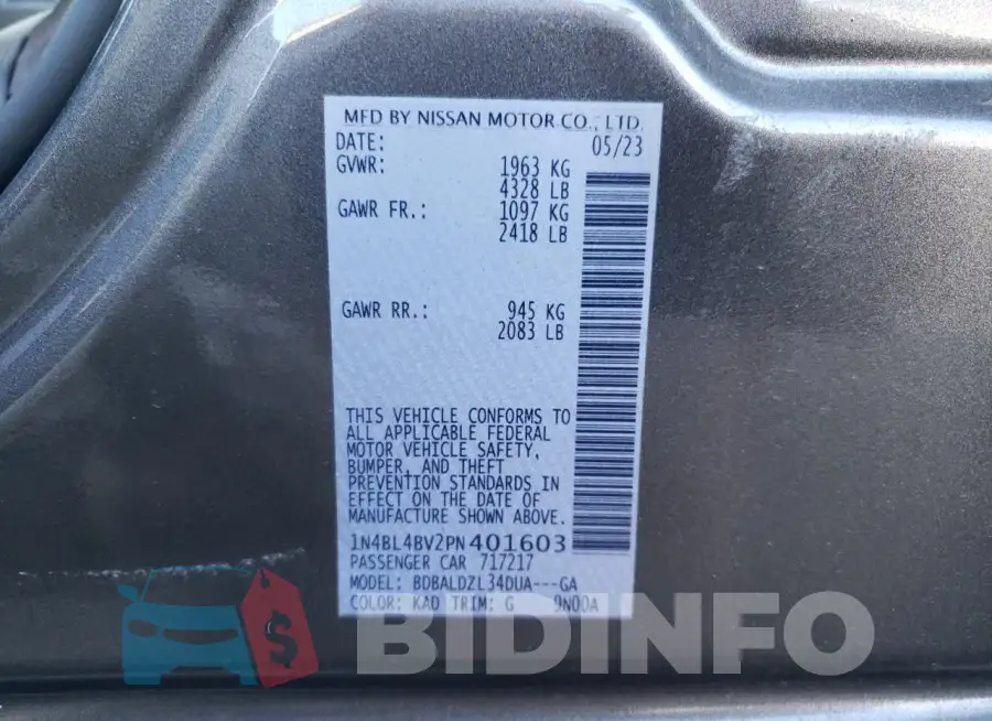 1N4BL4BV2PN401603 Photo# 12