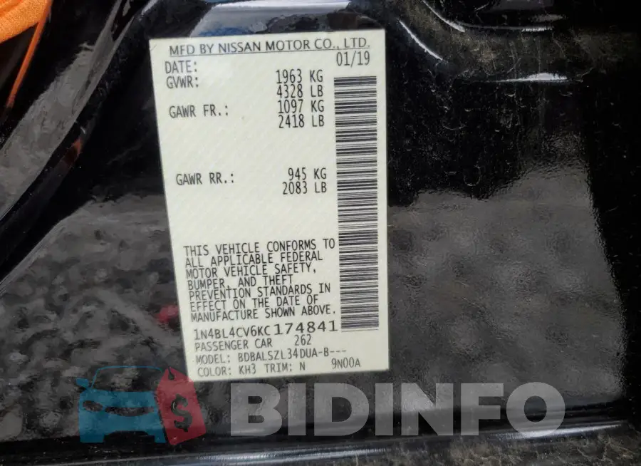 1N4BL4CV6KC174841 Photo# 12