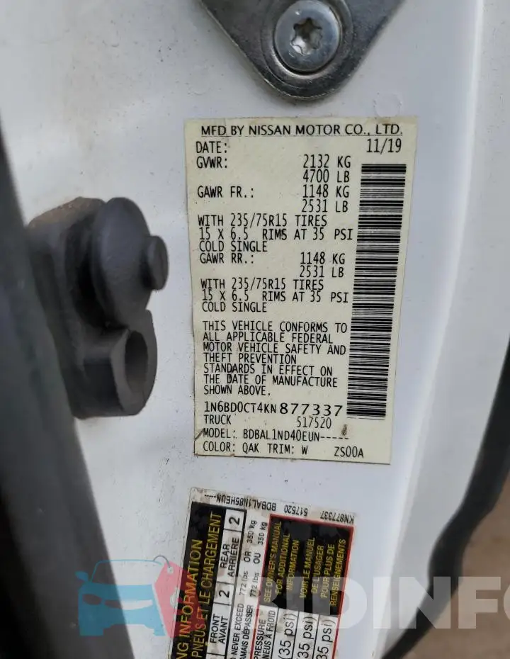 1N6BD0CT4KN877337 Photo# 12