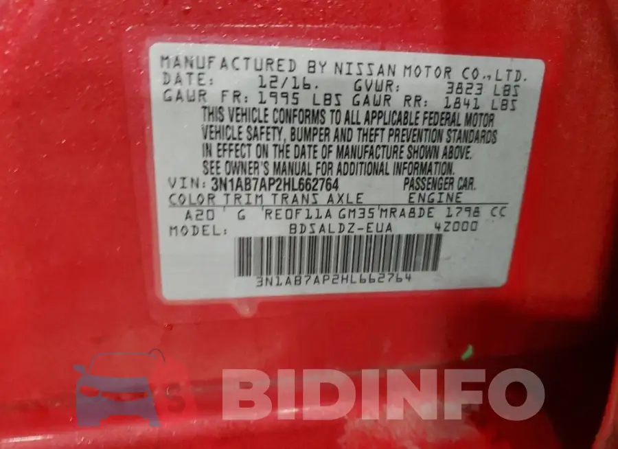 3N1AB7AP2HL662764 Photo# 12