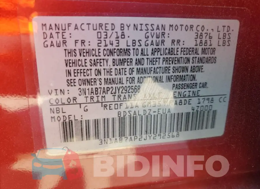 3N1AB7AP2JY292568 Photo# 12