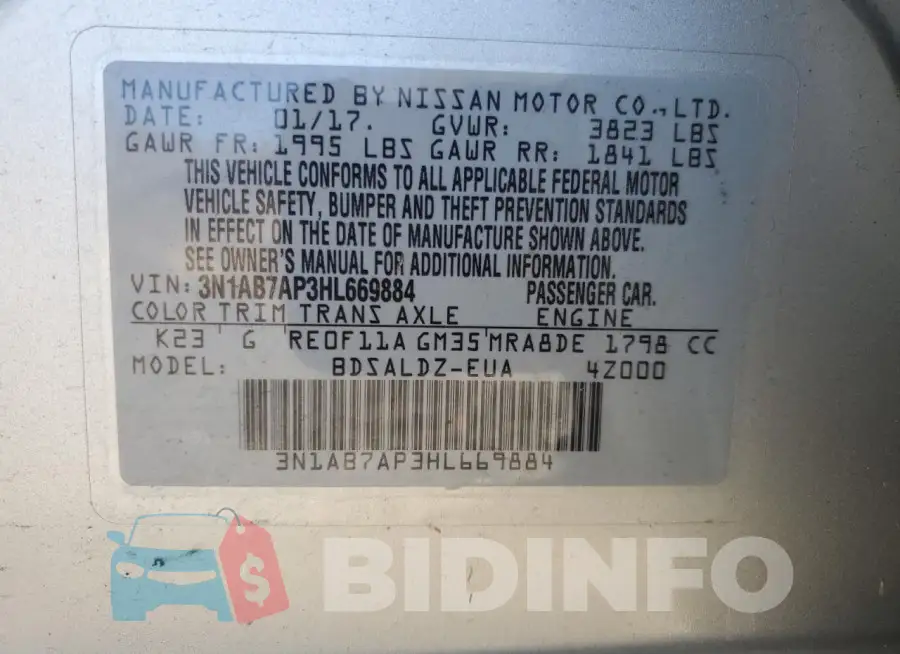 3N1AB7AP3HL669884 Photo# 12