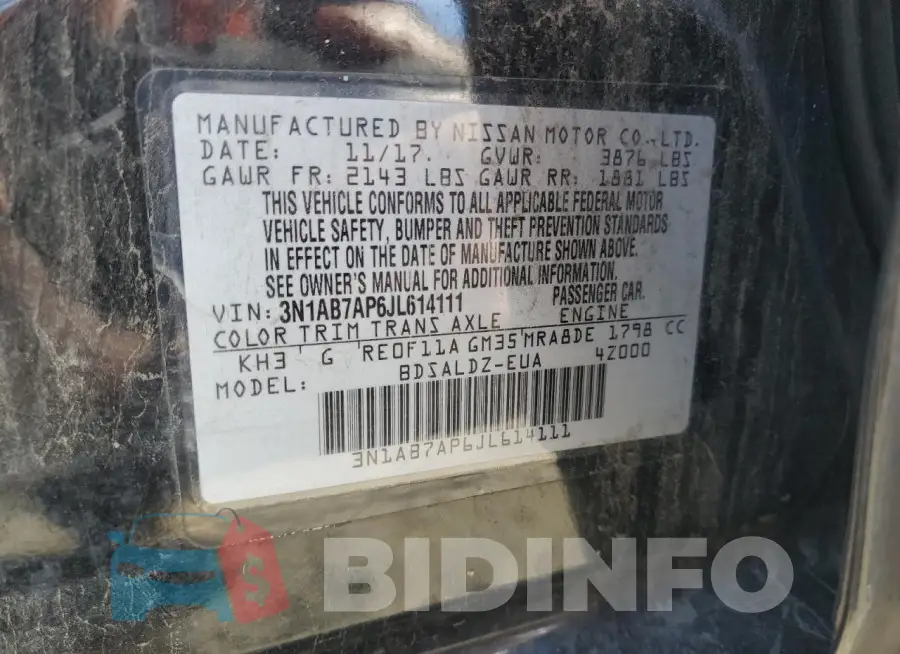3N1AB7AP6JL614111 Photo# 12