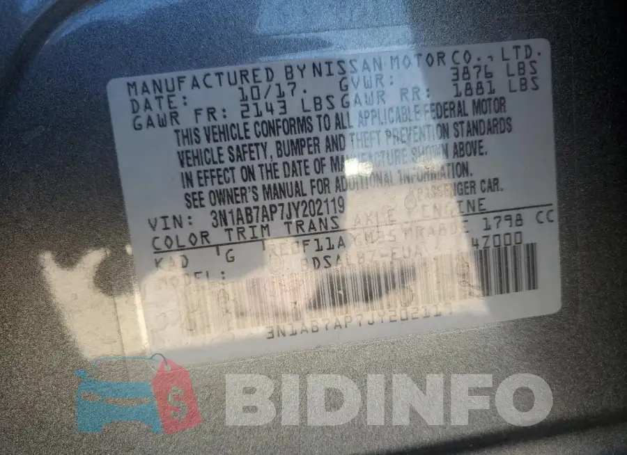 3N1AB7AP7JY202119 Photo# 12