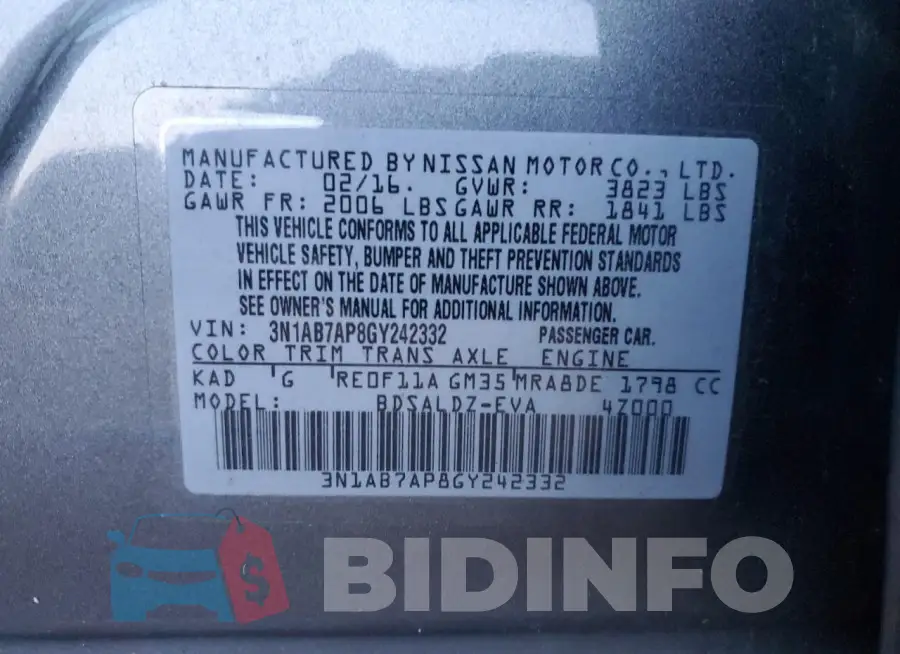 3N1AB7AP8GY242332 Photo# 12