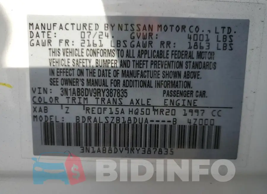 3N1AB8DV9RY387835 Photo# 13