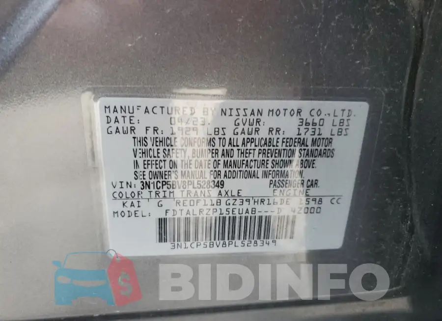 3N1CP5BV8PL528349 Photo# 12