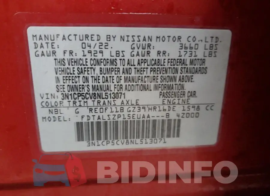 3N1CP5CV8NL513071 Photo# 12