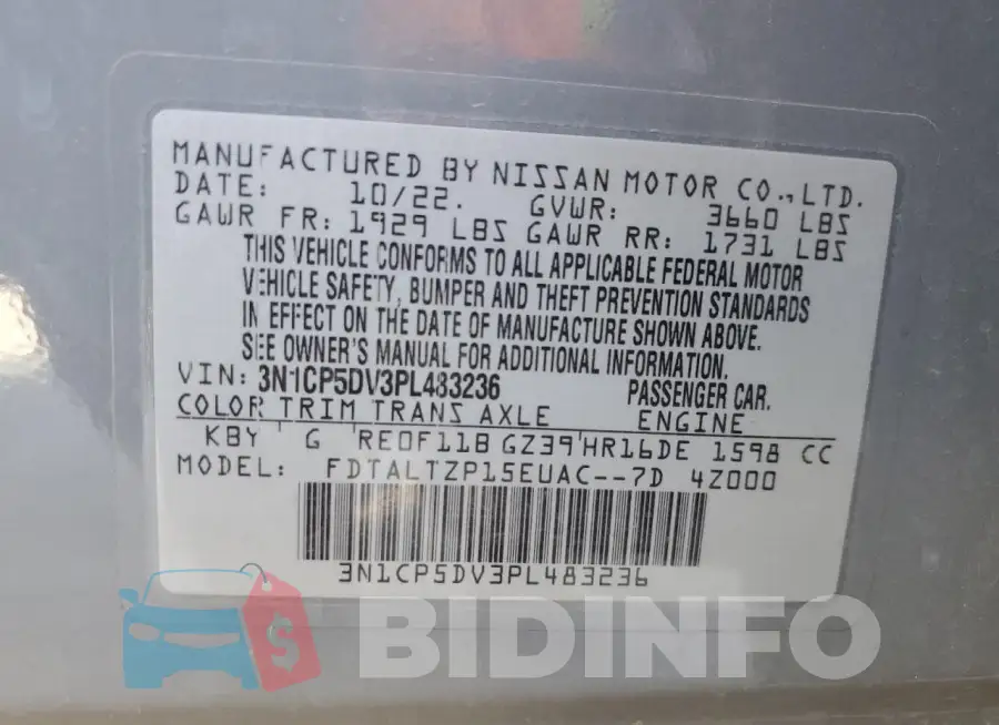 3N1CP5DV3PL483236 Photo# 13