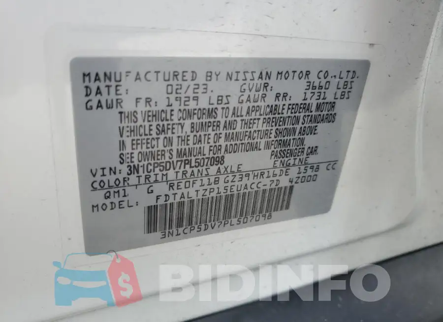 3N1CP5DV7PL507098 Photo# 14