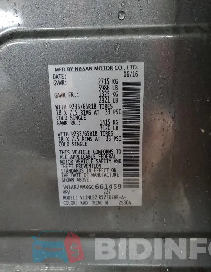 5N1AR2MMXGC661459 Photo# 13