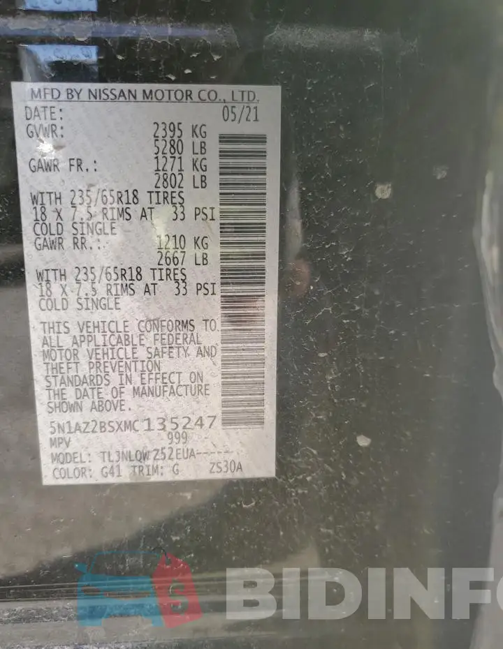5N1AZ2BSXMC135247 Photo# 12