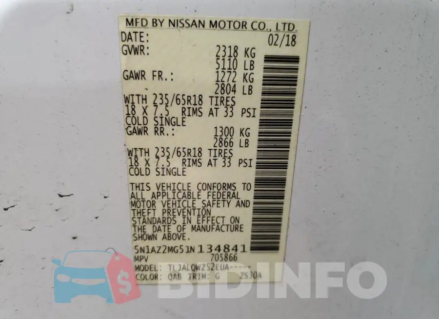 5N1AZ2MG5JN134841 Photo# 13