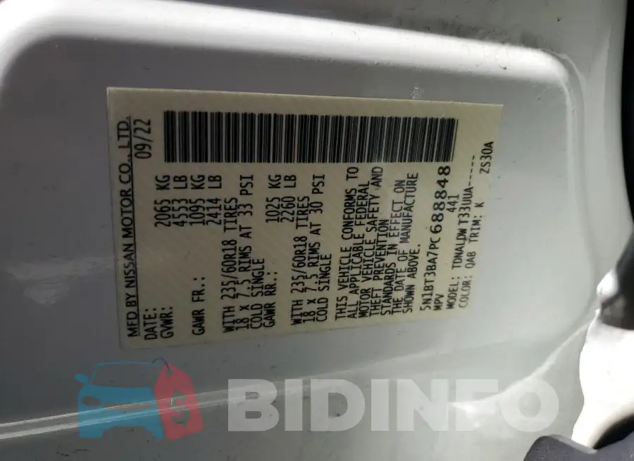 5N1BT3BA7PC688848 Photo# 13