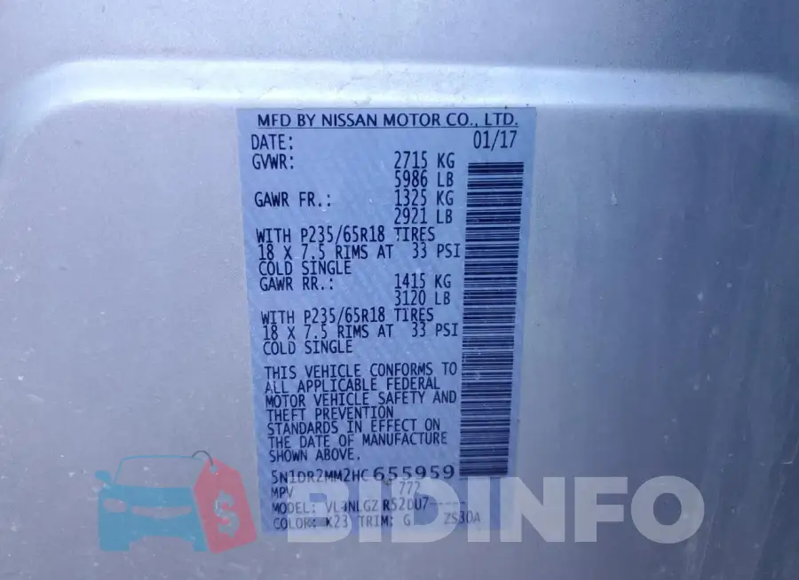 5N1DR2MM2HC655959 Photo# 13