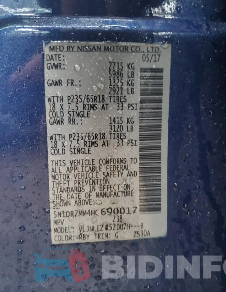 5N1DR2MM4HC690017 Photo# 12