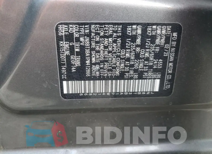 JN8BT3BA1PW412866 Photo# 14