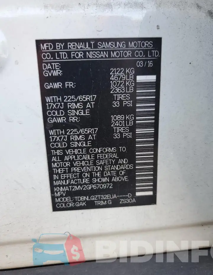 KNMAT2MV2GP670972 Photo# 13