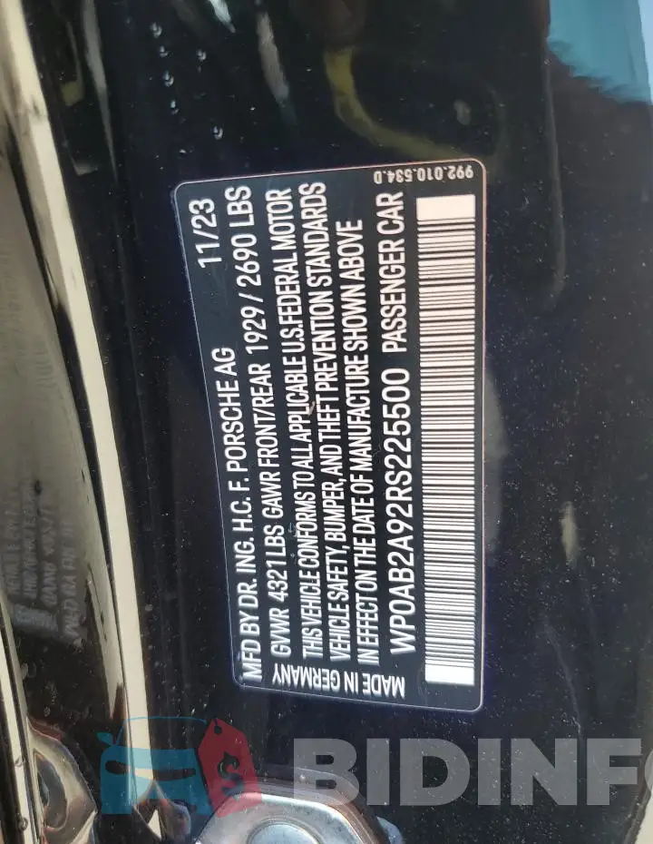 WP0AB2A92RS225500 Photo# 13
