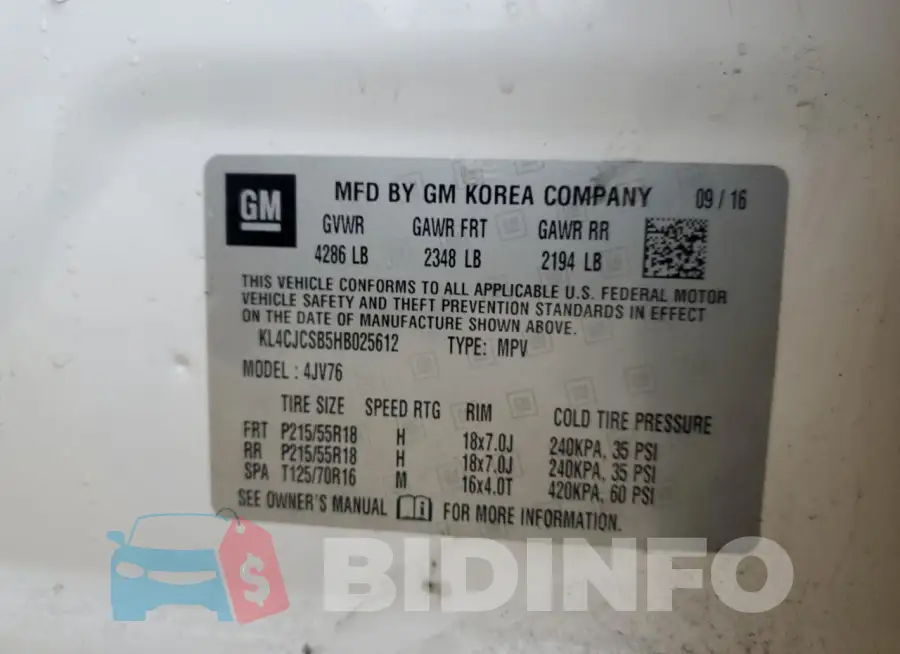 KL4CJCSB5HB025612 Photo# 14