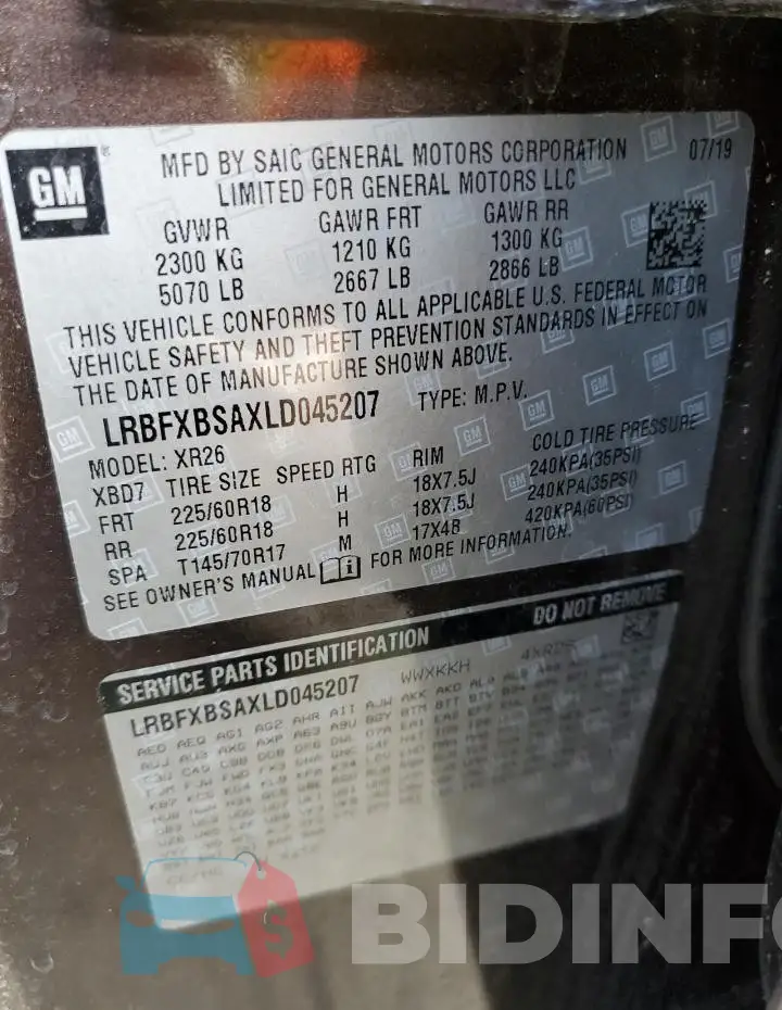 LRBFXBSAXLD045207 Photo# 13