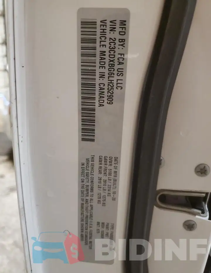 2C3CDXBG6LH252909 Photo# 12