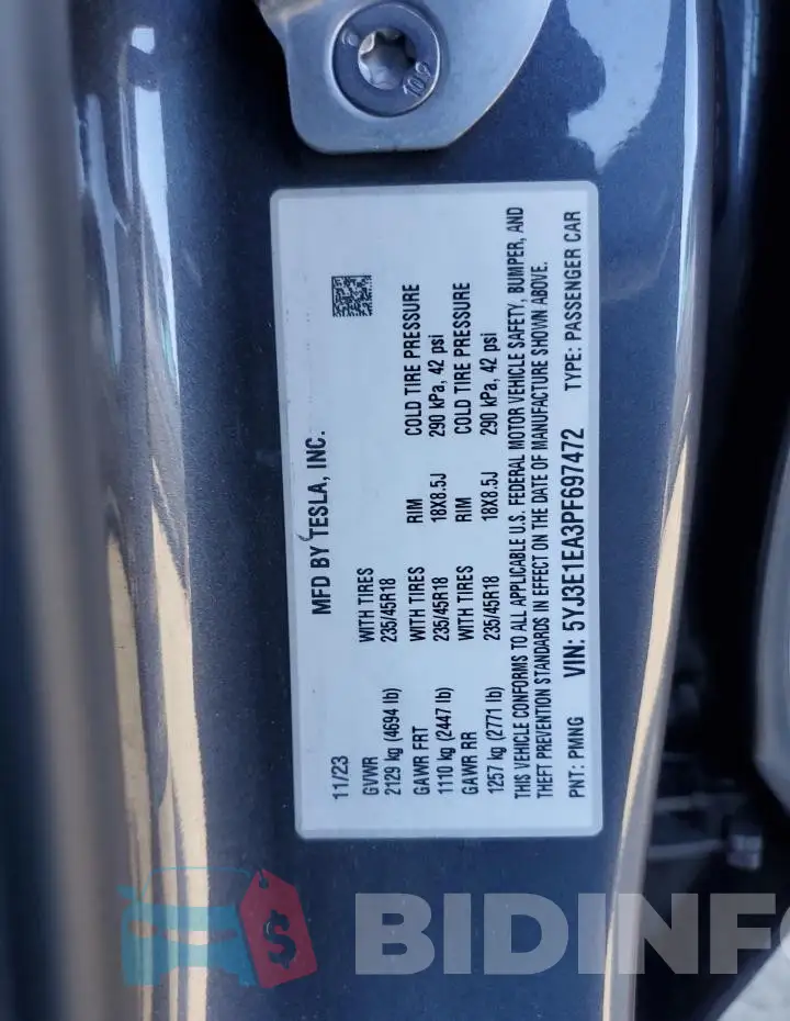 5YJ3E1EA3PF697472 Photo# 12
