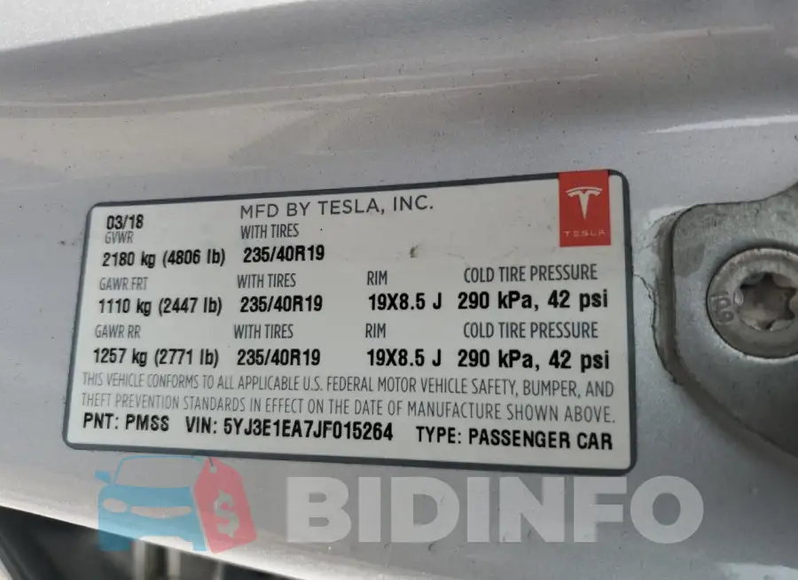 5YJ3E1EA7JF015264 Photo# 12