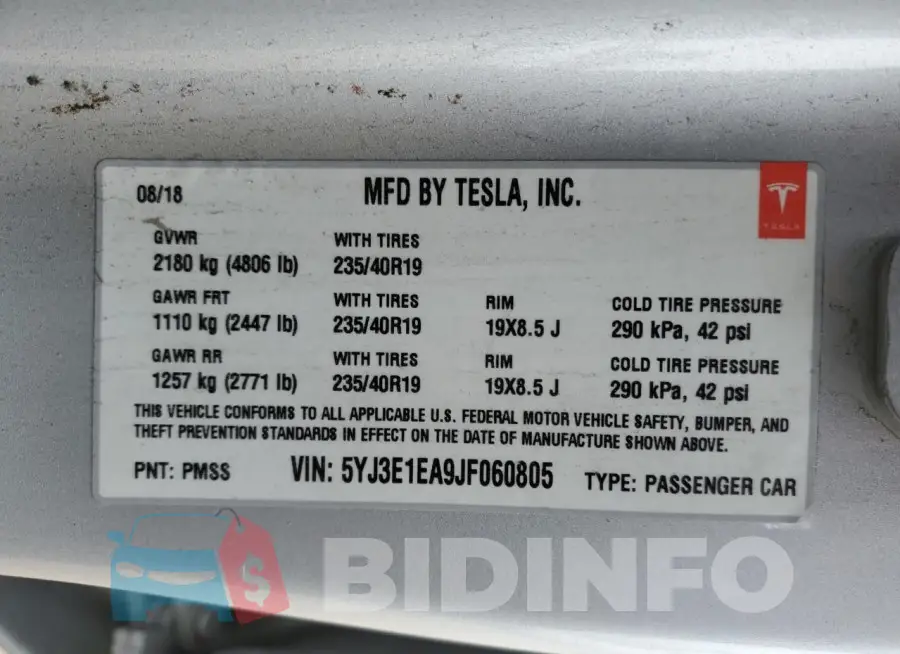 5YJ3E1EA9JF060805 Photo# 12