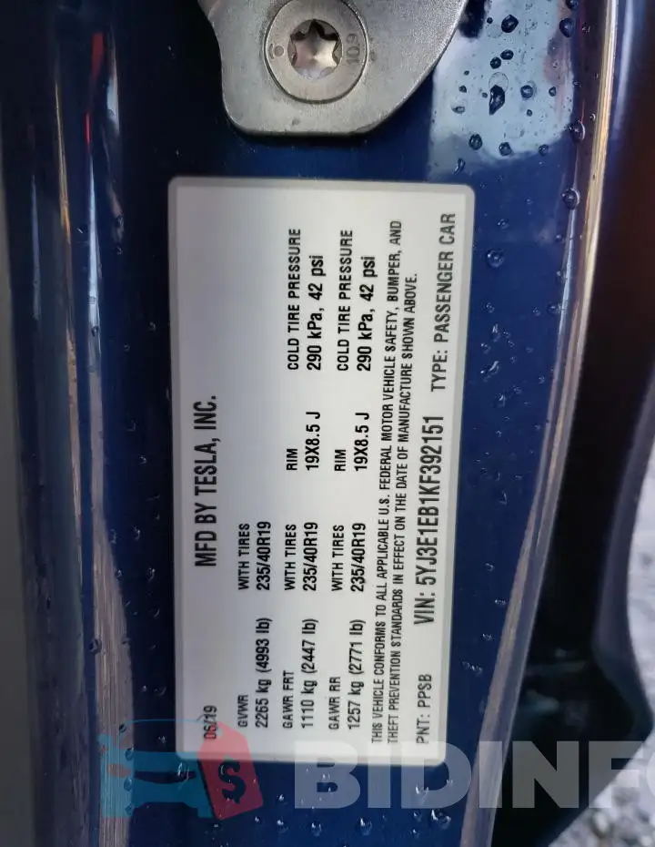 5YJ3E1EB1KF392151 Photo# 12