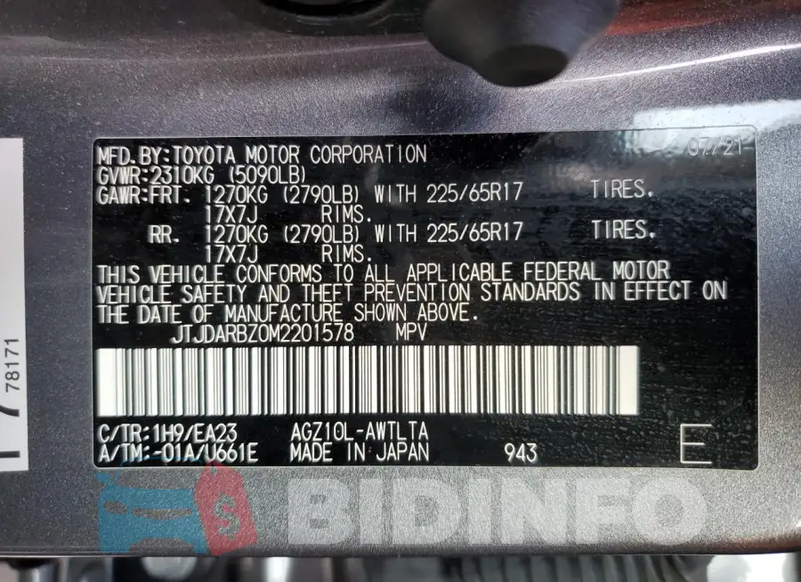 JTJDARBZ0M2201578 Photo# 13