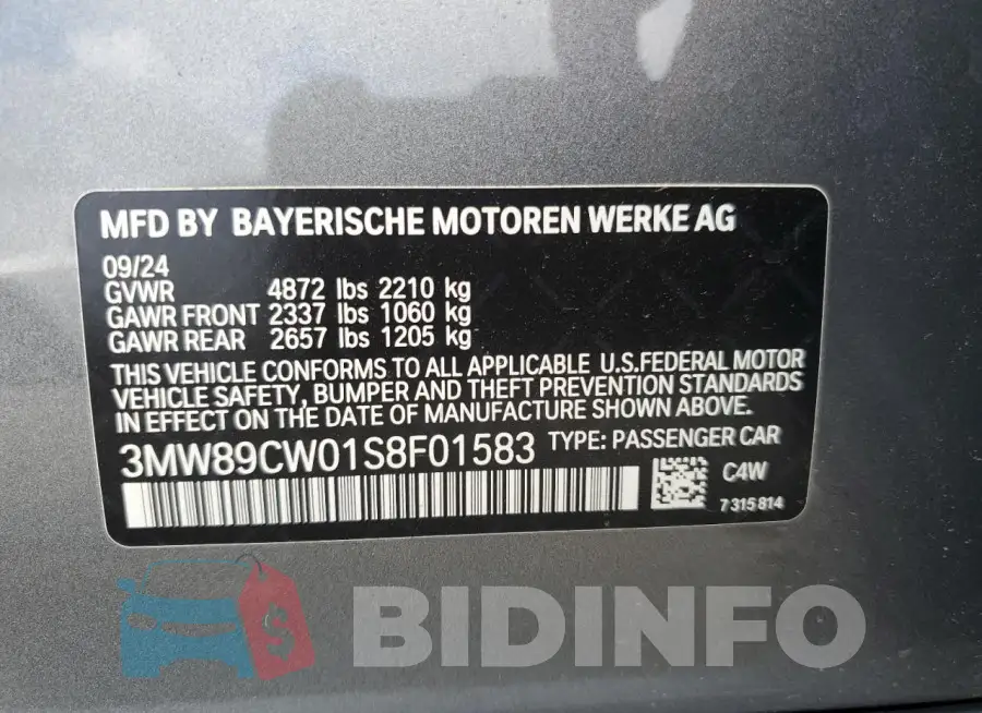 3MW89CW01S8F01583 Photo# 12