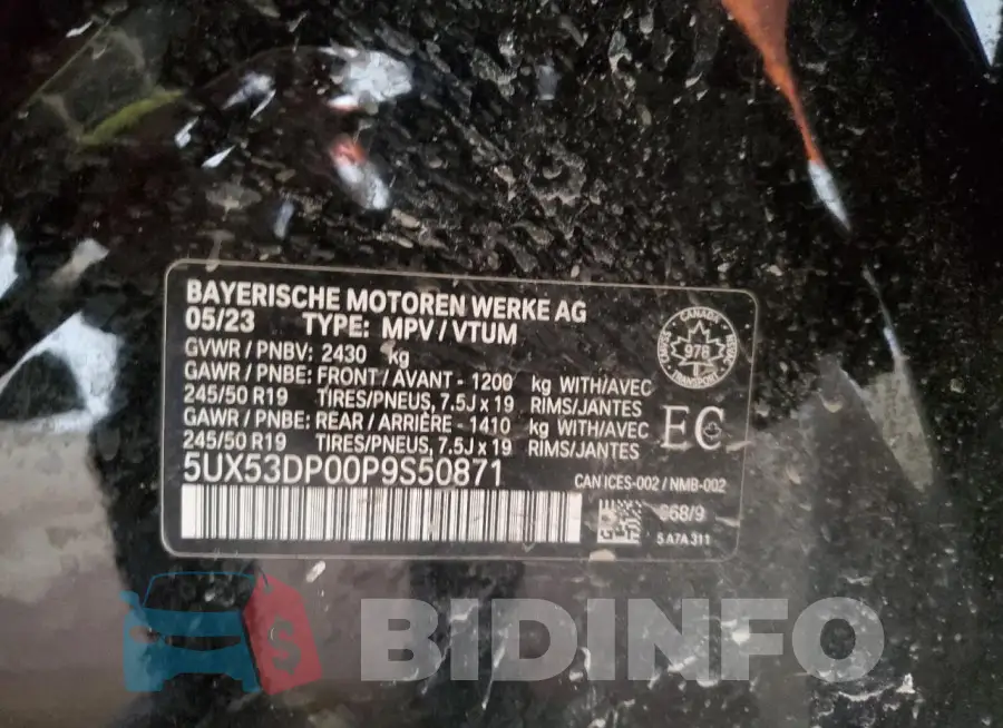 5UX53DP00P9S50871 Photo# 13