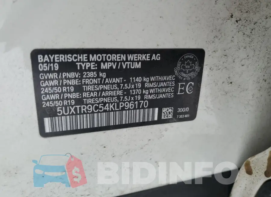 5UXTR9C54KLP96170 Photo# 12