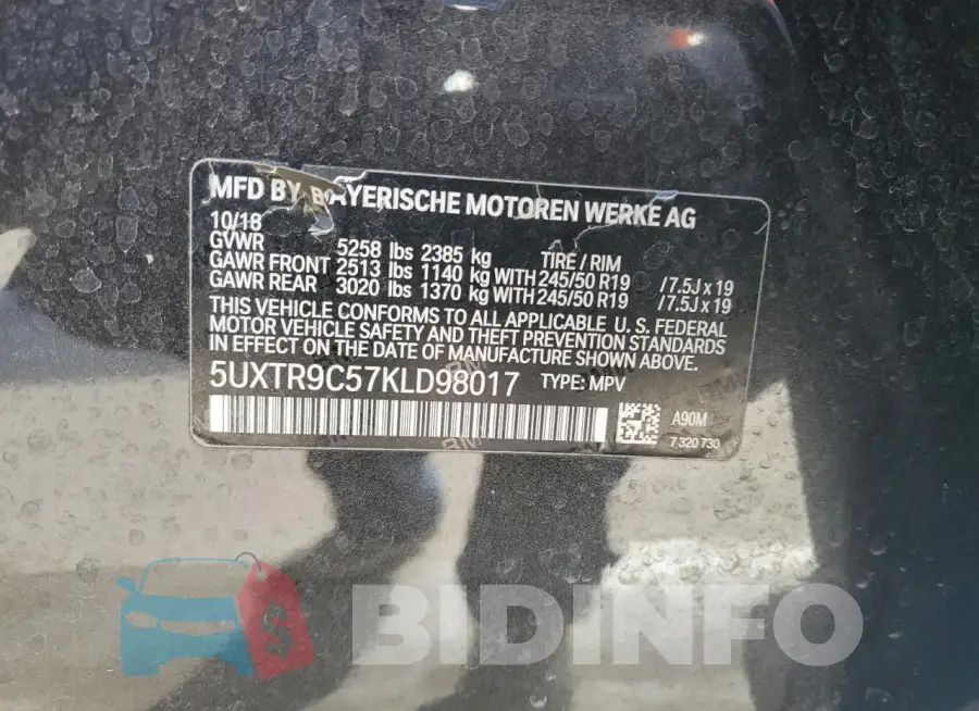 5UXTR9C57KLD98017 Photo# 13